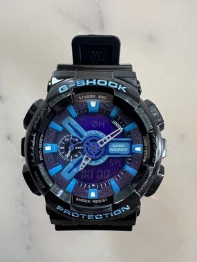 Casio G-SHOCK GA110 Black and Blue Sport Watch New without box and tag